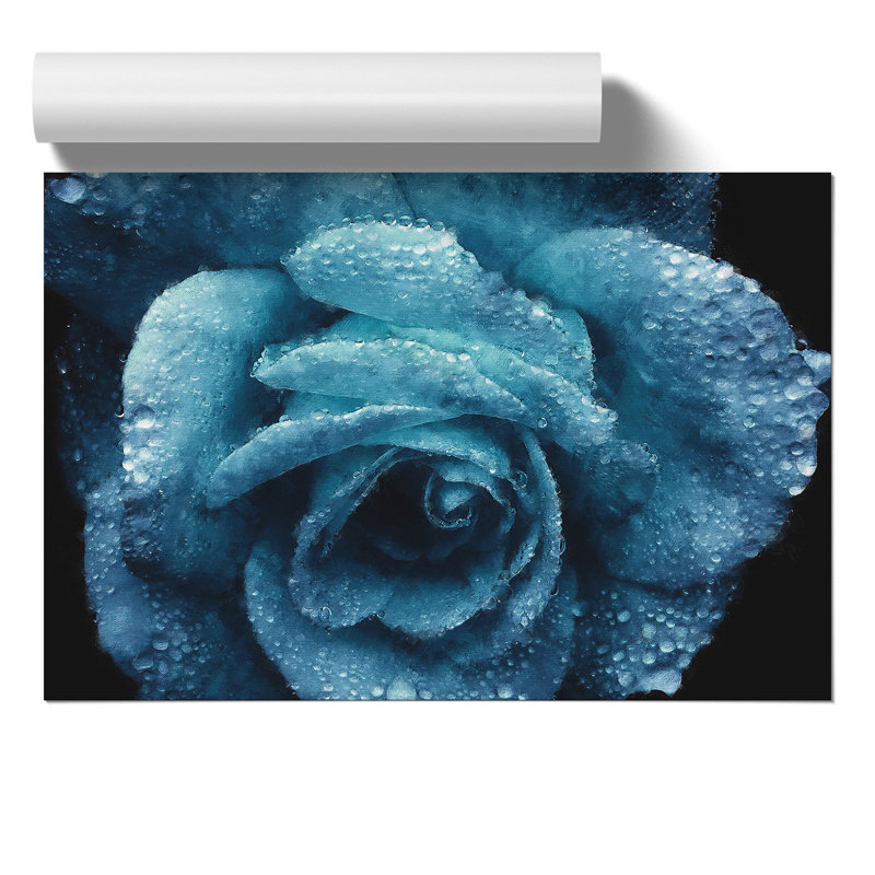 Blue Rose Flower Painting - Frameless Print, 42cm H x 59cm W x 0.1cm D