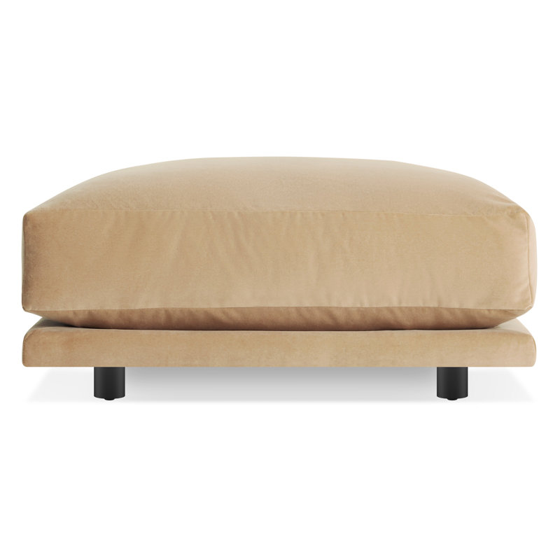 Sunday Square Ottoman, Camel Velvet Polyester Blend
