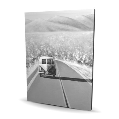 Car on the Road - Monochrome Transportation Canvas Art