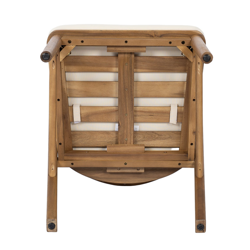 Ensemble de 2 chaises de salle à manger d'extérieur en bois d'acacia avec finition en teck et coussins