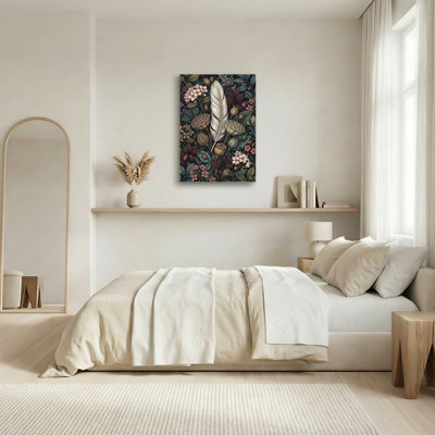 «Gallery Wrap», art mural sur toile pour le salon, la chambre à coucher, le bureau ou le vestibule - décoration murale décorative avec plume botanique