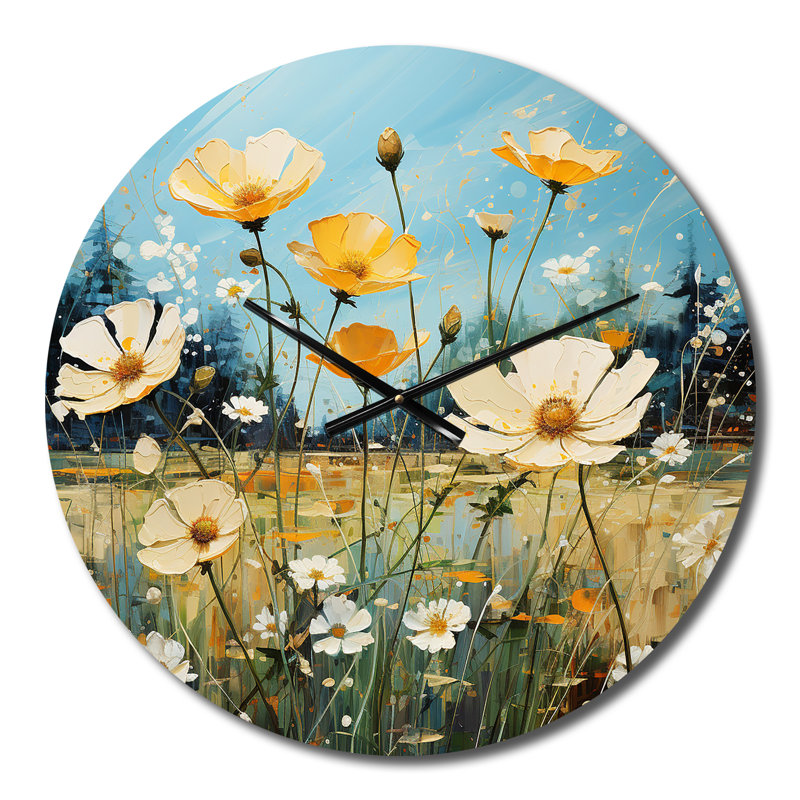 Horloge murale jaune et jaune Buttercups Buttercup Meadow, Moyenne