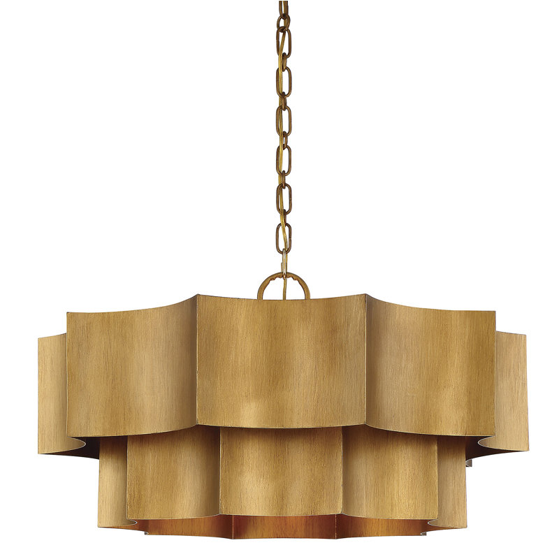 Carney 6-Light Chandelier, Patine dorée