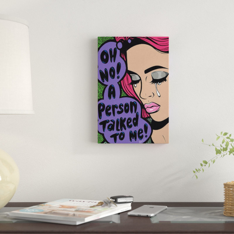 «oh no ! « en pleurs », impression sur toile, H 26 po x l 18 po x P 1,5 po, Toile tendue, Pas de tapis