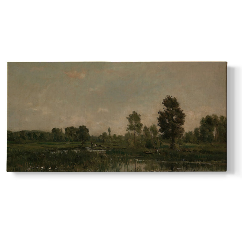 Série paysage-DLxxv- Toile tendue avec châssis tendue - Prêt à accrocher, H 25 po x l 49 po, Doré