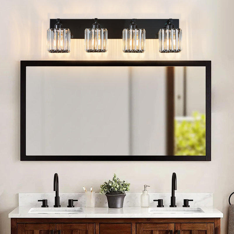 Lanceton Dimmable Vanity Light, 4 Lights, Plated Black