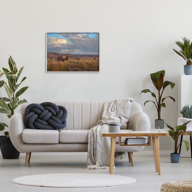 Az-385 - Paysage nuageux Buffalo, Estampe numérique Farmhouse, H 24 po x l 30 po x P 1,5 po