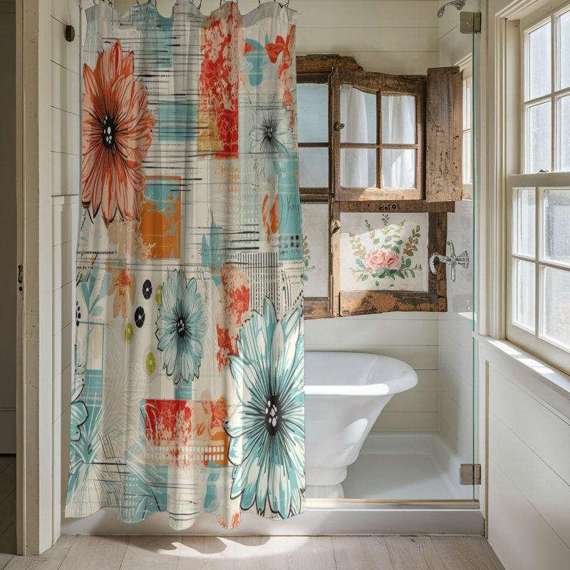 Classic Blossom - Rideau de douche Premium, H 74 po x l 71 po