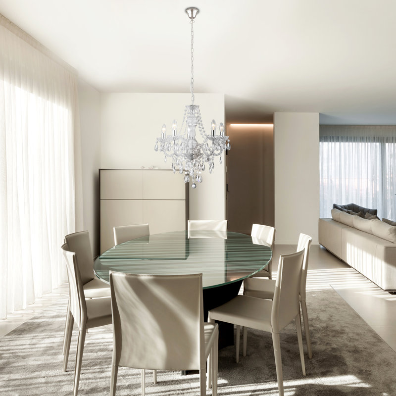 Lustre style chandelier 5 lumières Kelly, Transparent