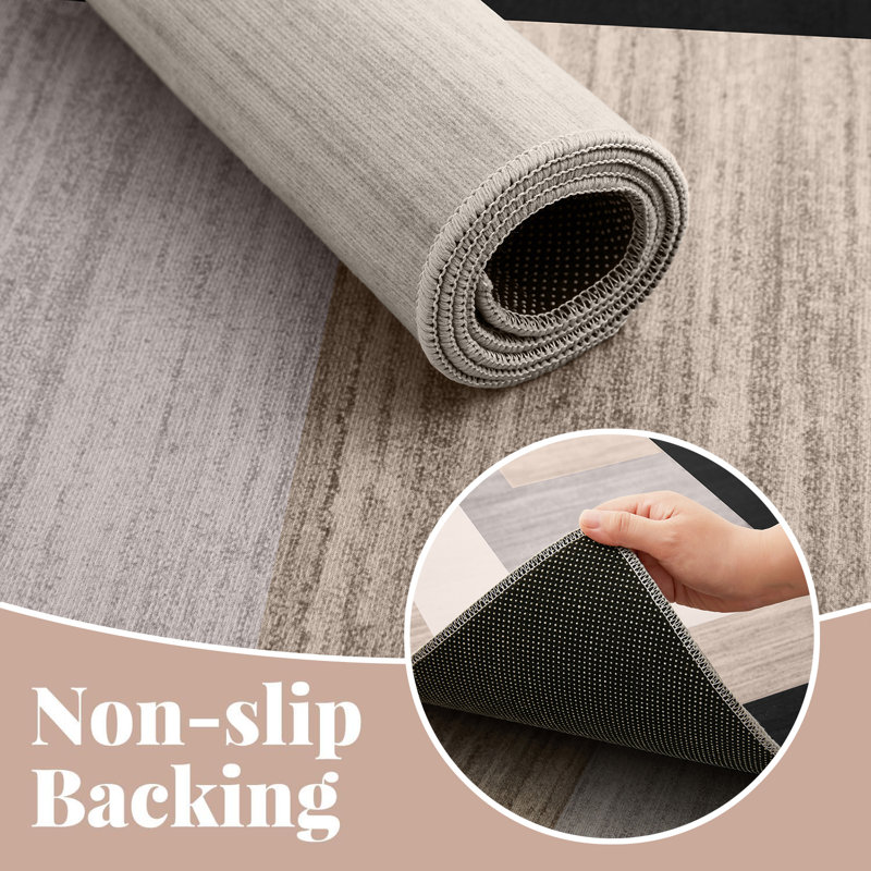 Milo Neutral Geometric Pattern Area Rug - Modern Contemporary Low-Pile Accent Rug, Runner 60 x 220 cm