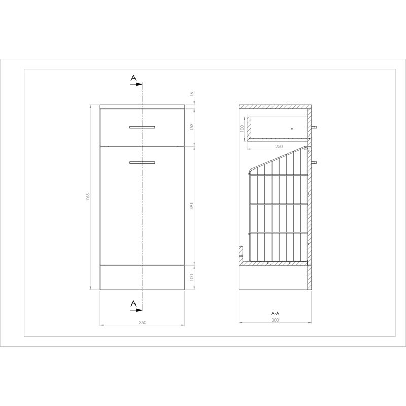 Mars Bathroom Cabinet, 76.6cm H x 35cm W x 30cm D