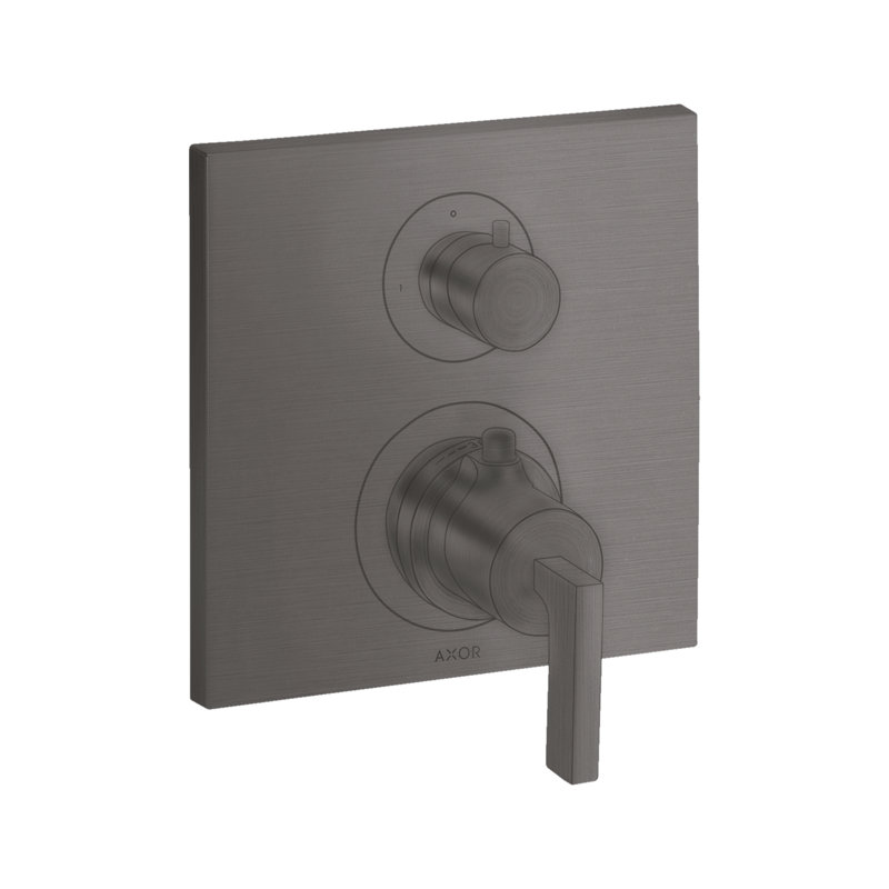 AXOR Citterio Thermostatic Trim With Volume Control And Diverter Valve Trim Only, Brushed Black Chrome