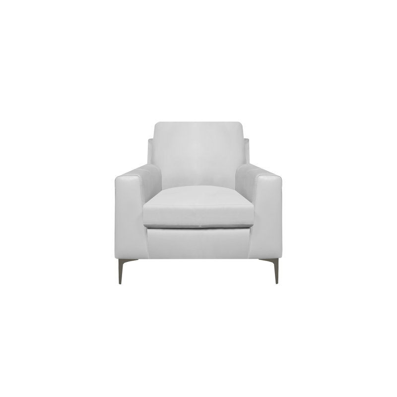 Chaise Bijon Raghul, Cuir véritable gris argenté