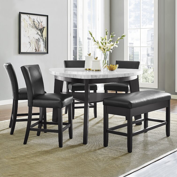 Napoli 6 - Piece Marble Top Dining Set