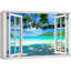 Fenêtre, vue sur une île tropicale, plage, paradis, vacances, nature, paysage sur toile-98466616