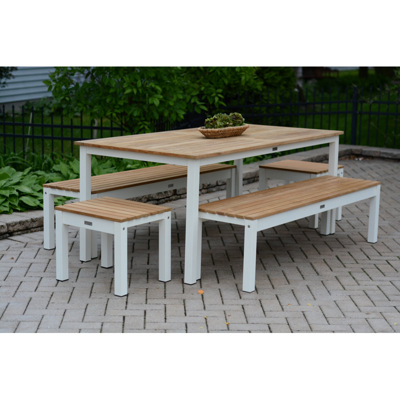 SoHo Teak Aluminum Outdoor Picnic Dinning Bench, White