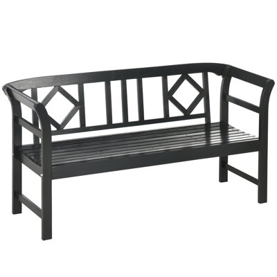 Banc de patio en bois, banc de jardin extérieur avec dossier et accoudoirs