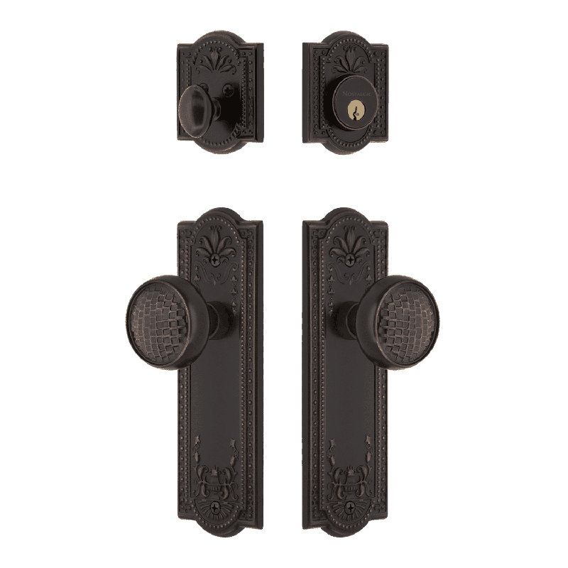 Nostalgic Warehouse Meadows Entry Set with Craftsman Knob, Timeless Bronze, 2.375
