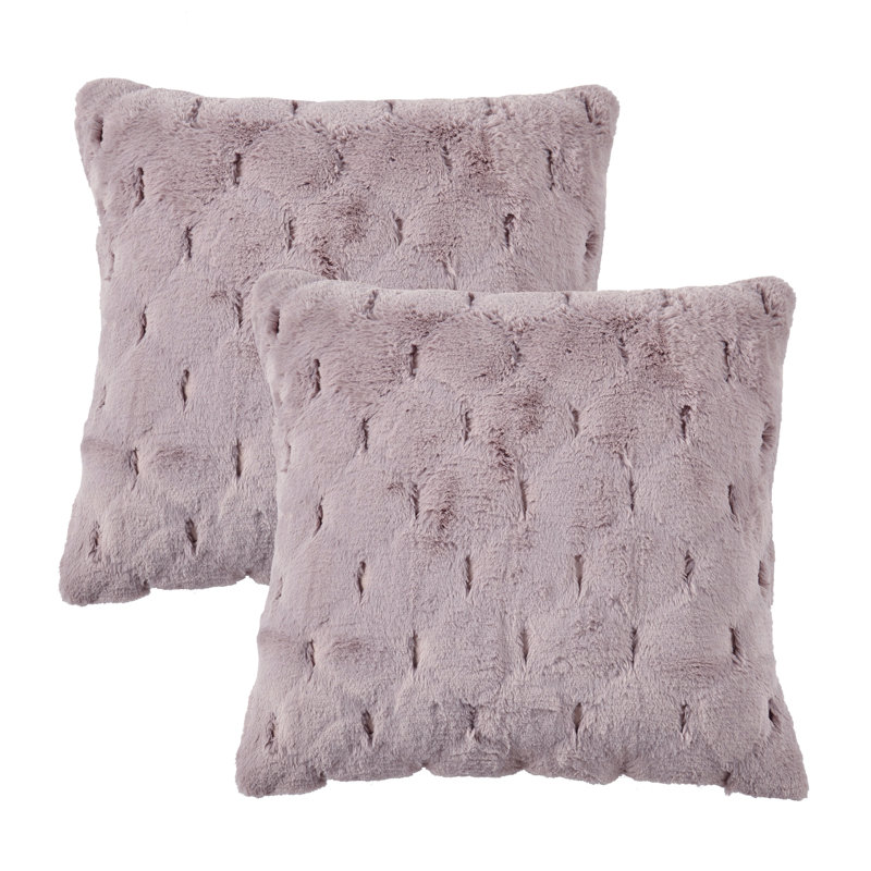 Jacquard Rabbit Faux Fur Pillow Cover, 20'' x 20'', Pink