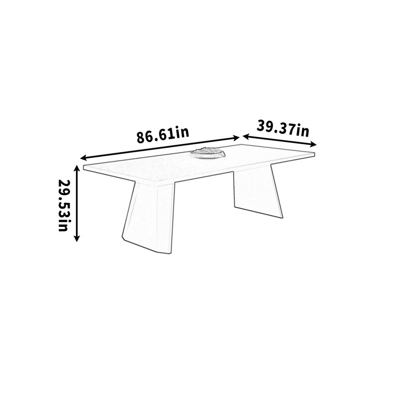 Bureau rectangulaire simple pour étudier ou travailler, H 29,53 po x l 86,61 po x P 39,37 po, Noir