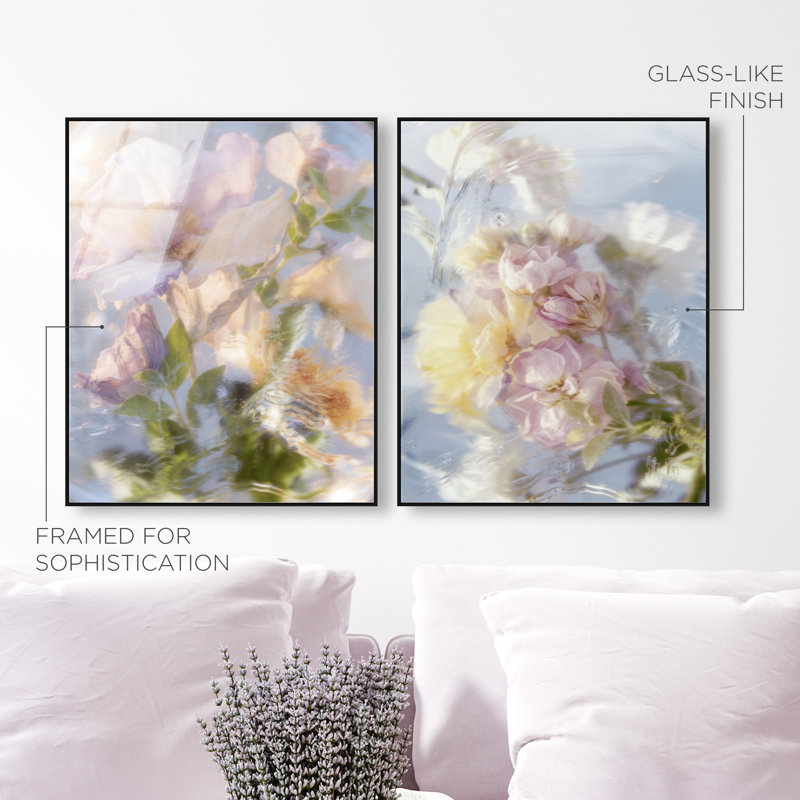 Floral Haze Set High-Gloss Frameless Acrylic Glass Wall Art Floral & Botanical Print by Oliver Gal, Ready to Hang, 16 x 20