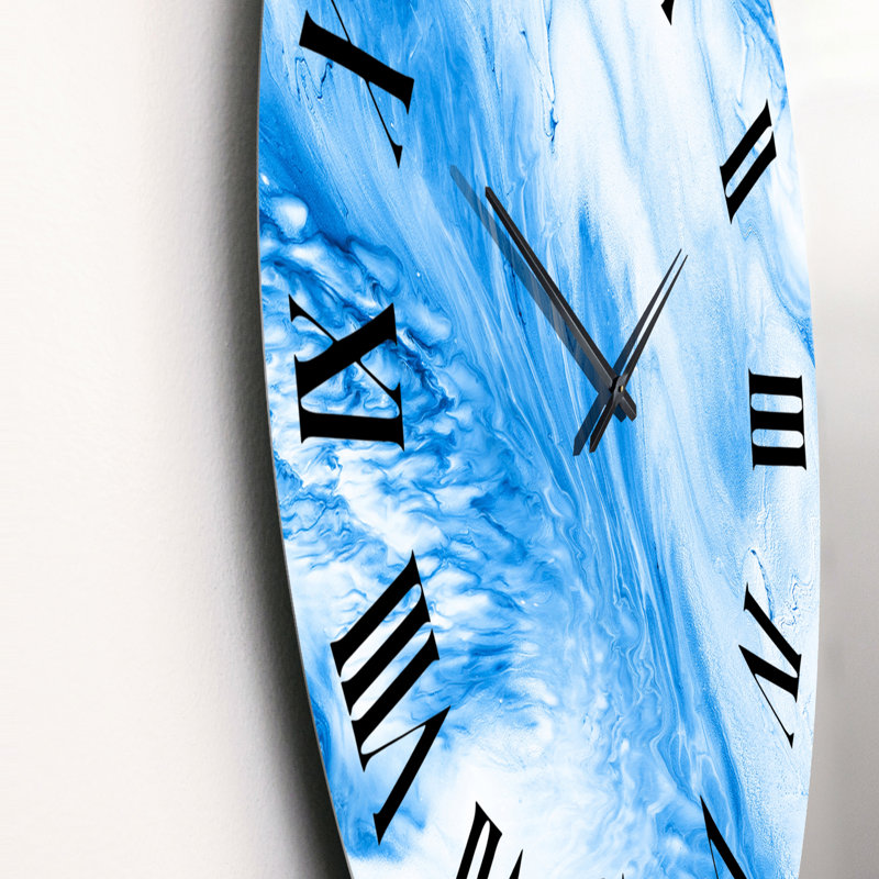 Horloge murale moderne bleue et blanche, Grand