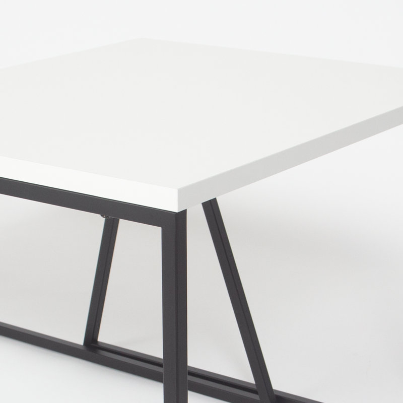 Linn Coffee Table Modern Rectangular Nesting Coffee Table Set with Metal Frame, White