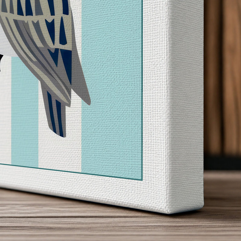 Striped Barn Owl Modern - Wrapped Canvas, 30x20 - 76.2 x 50.8 cm, White Border