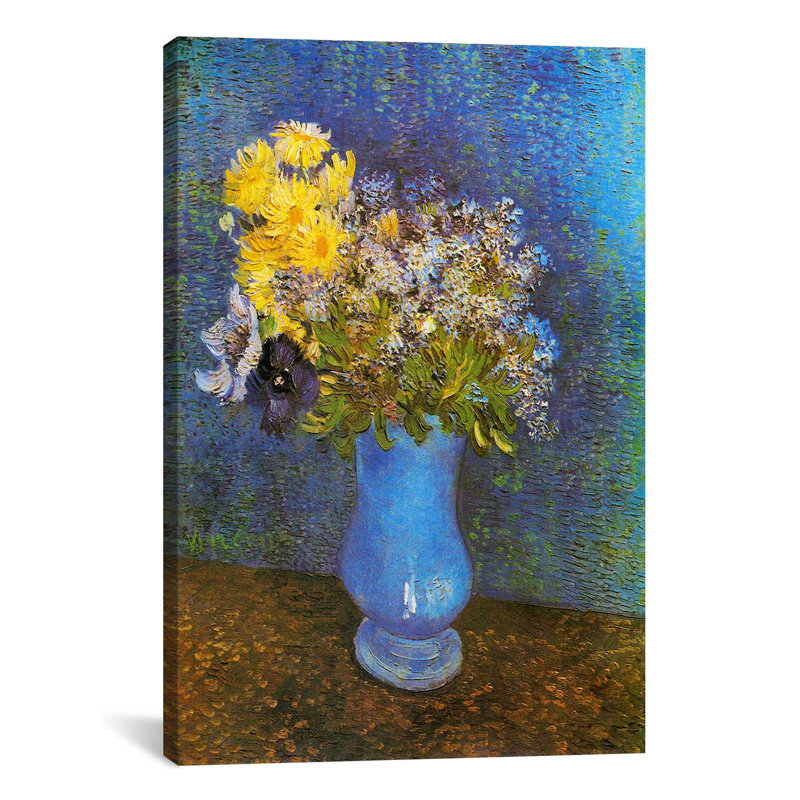 « vase of lilacs, marguerites et anemones » par vincent van gogh, reproduction d’art sur toile, H 60 po x l 40po x P 1,5 po
