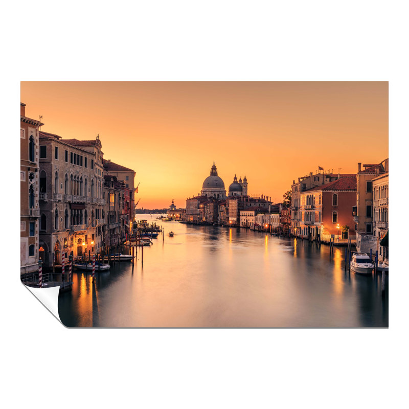 Golden Venice - Wrapped Canvas Print, Orange, 31cm H x 46cm W, Paper