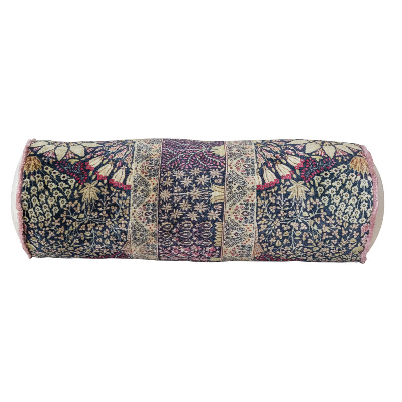 Coussin en velours de coton à motif floral