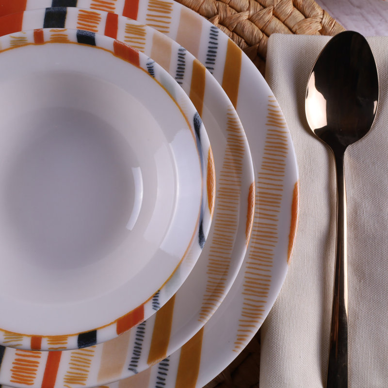 Dinner Set, Multicolor, Striped