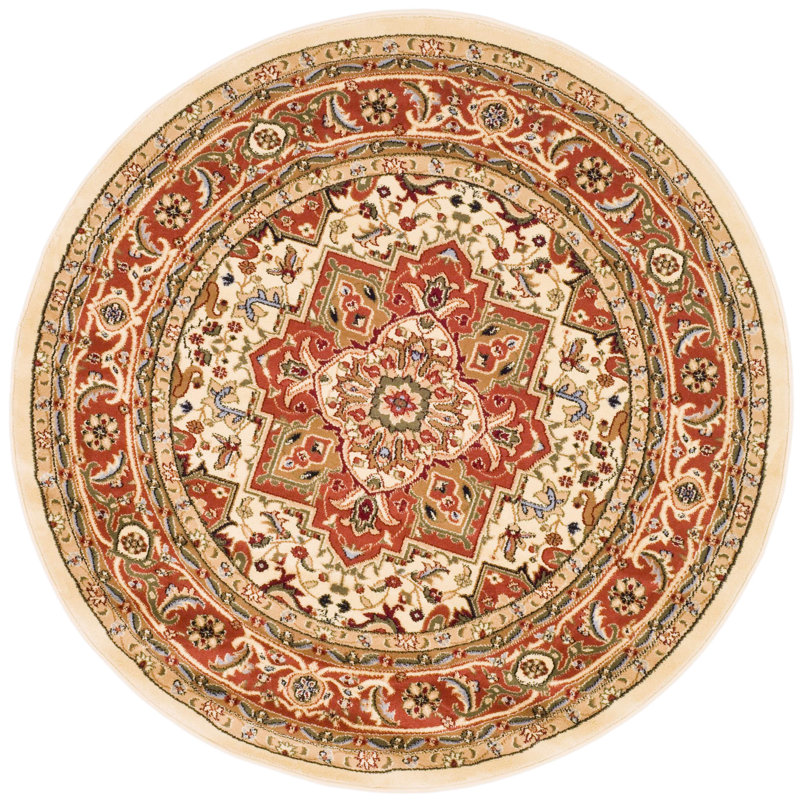 Tapis oriental ivoire / rouge Klose, Rond 12 pi, Ivory