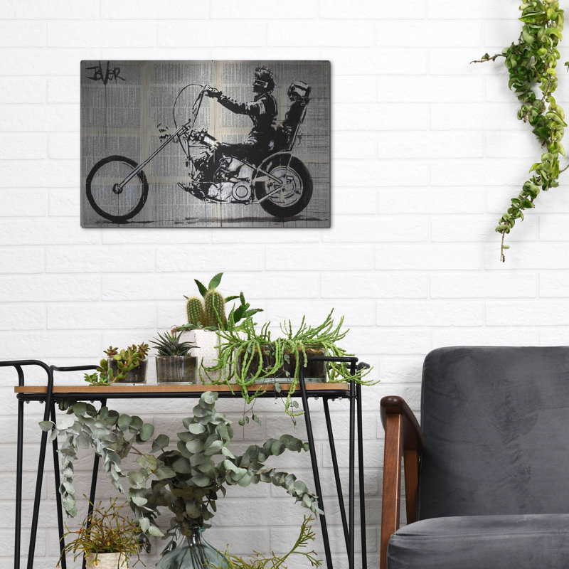 «Get Your Motor Run» par Loui Jover, art mural en métal, H 12 po x l 16 po