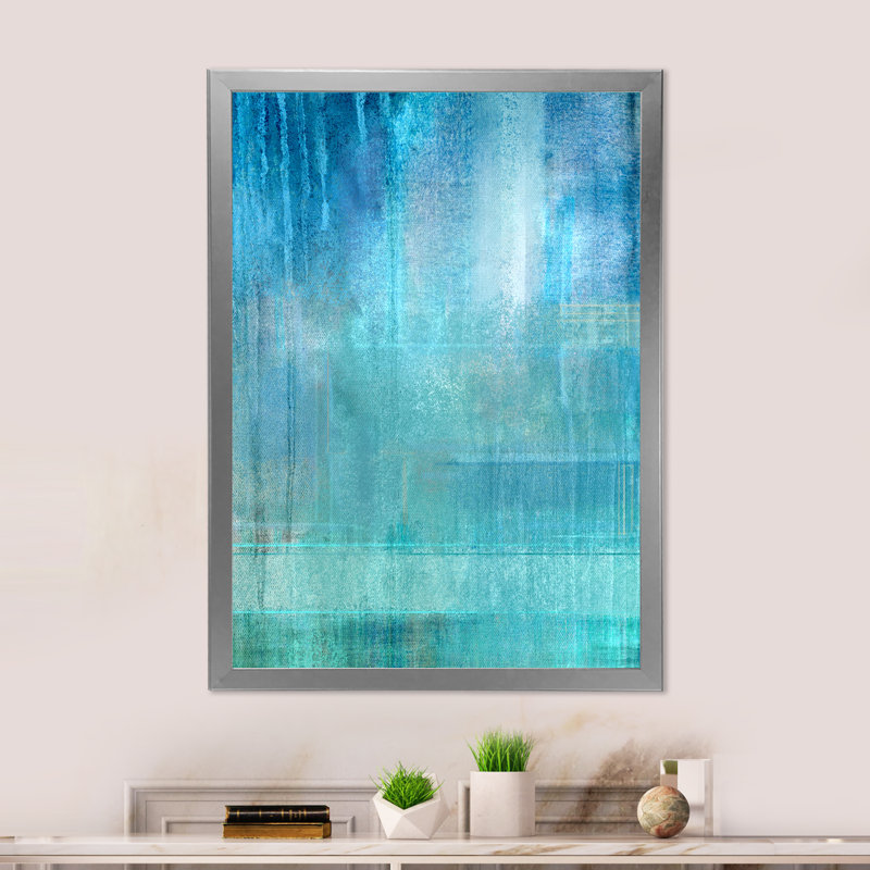 «Blue Meets Turquoise Abstract Art II», reproduction d'art moderne et contemporaine sur toile, H 20 po x l 12 po x P 1 po