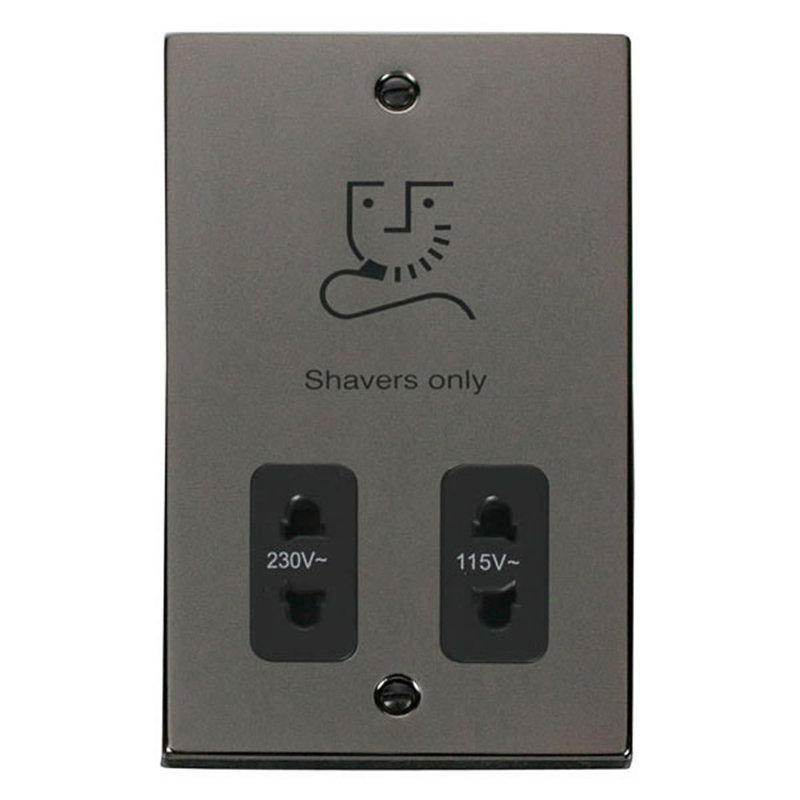 Black Nickel Shaver Socket 115v/230v