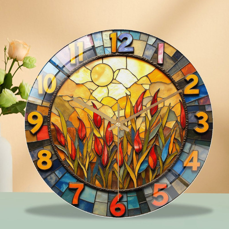 Horloge murale vitrail - Horloge murale 12 po