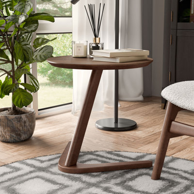 Gateshead Wood Side Table with V-Shape Base