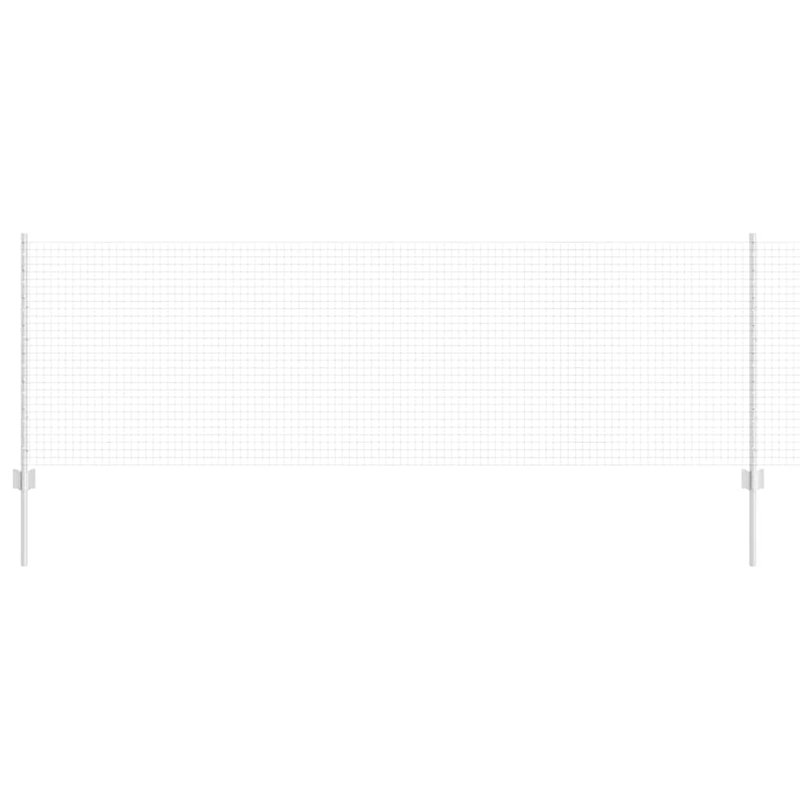 Vidaxl Fence With Posts Steel, Silver, 80cm H x 1000cm W x 2.7cm D