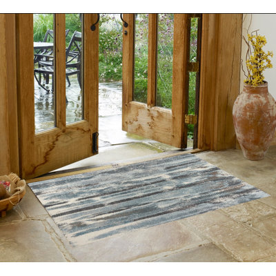 Tapis bleu sarcelle et gris