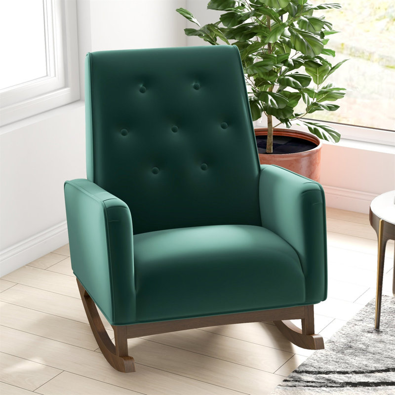 Chaise berçante en bois massif Demetrius, Vert