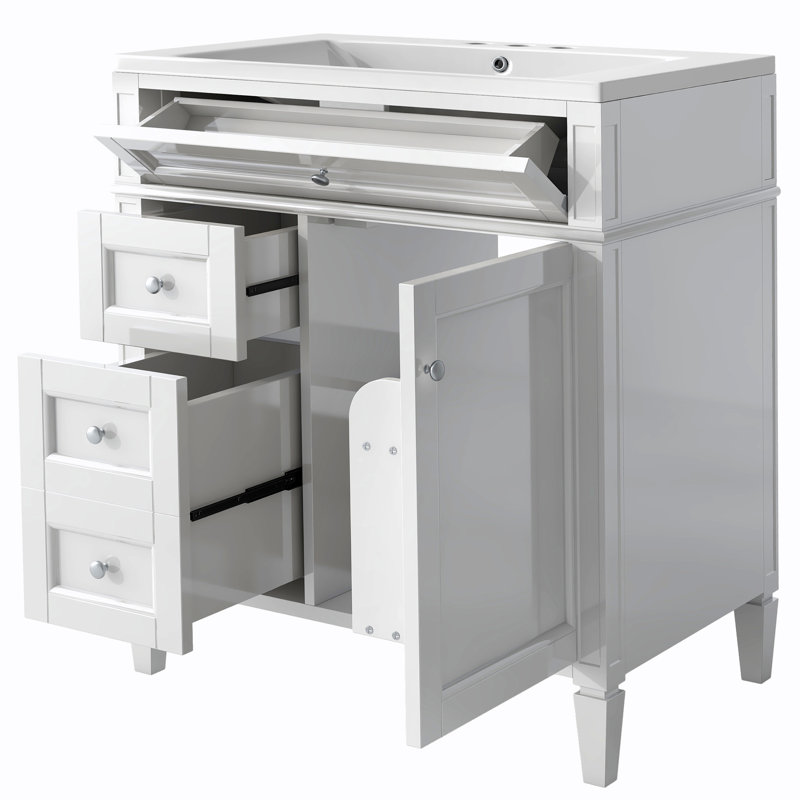 Orrville 30'' Single Bathroom Vanity with Ceramic Top, White