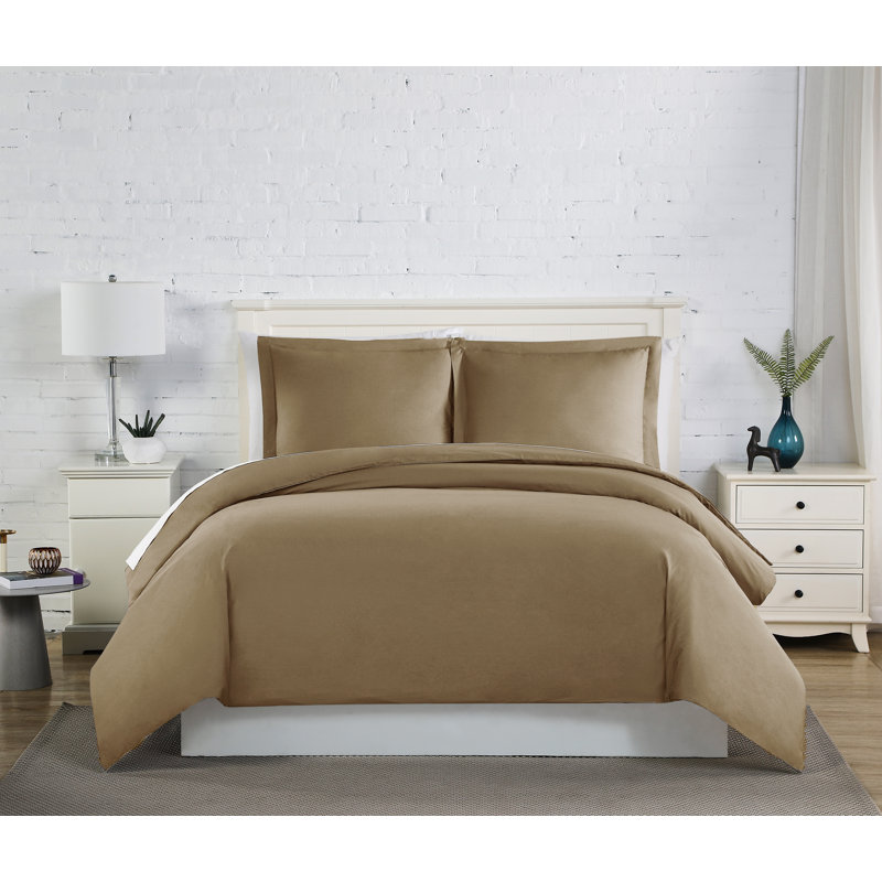 Dark Taupe Microfiber Twin/Twin XL Duvet Cover Set with Shams