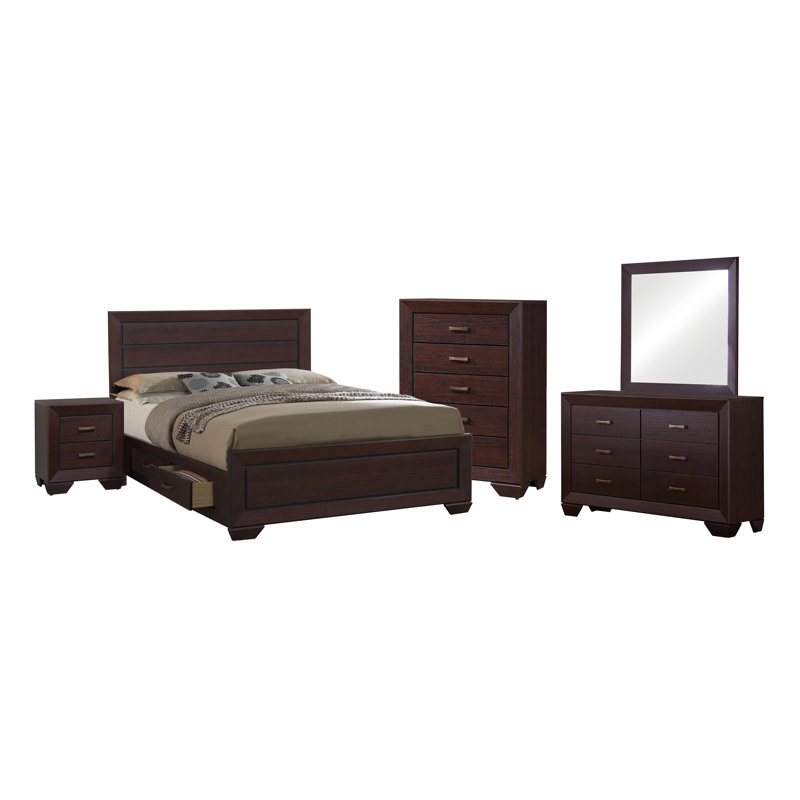 Ensemble de chambre à coucher 5 pièces Elaisha, Grand, Cacao foncé