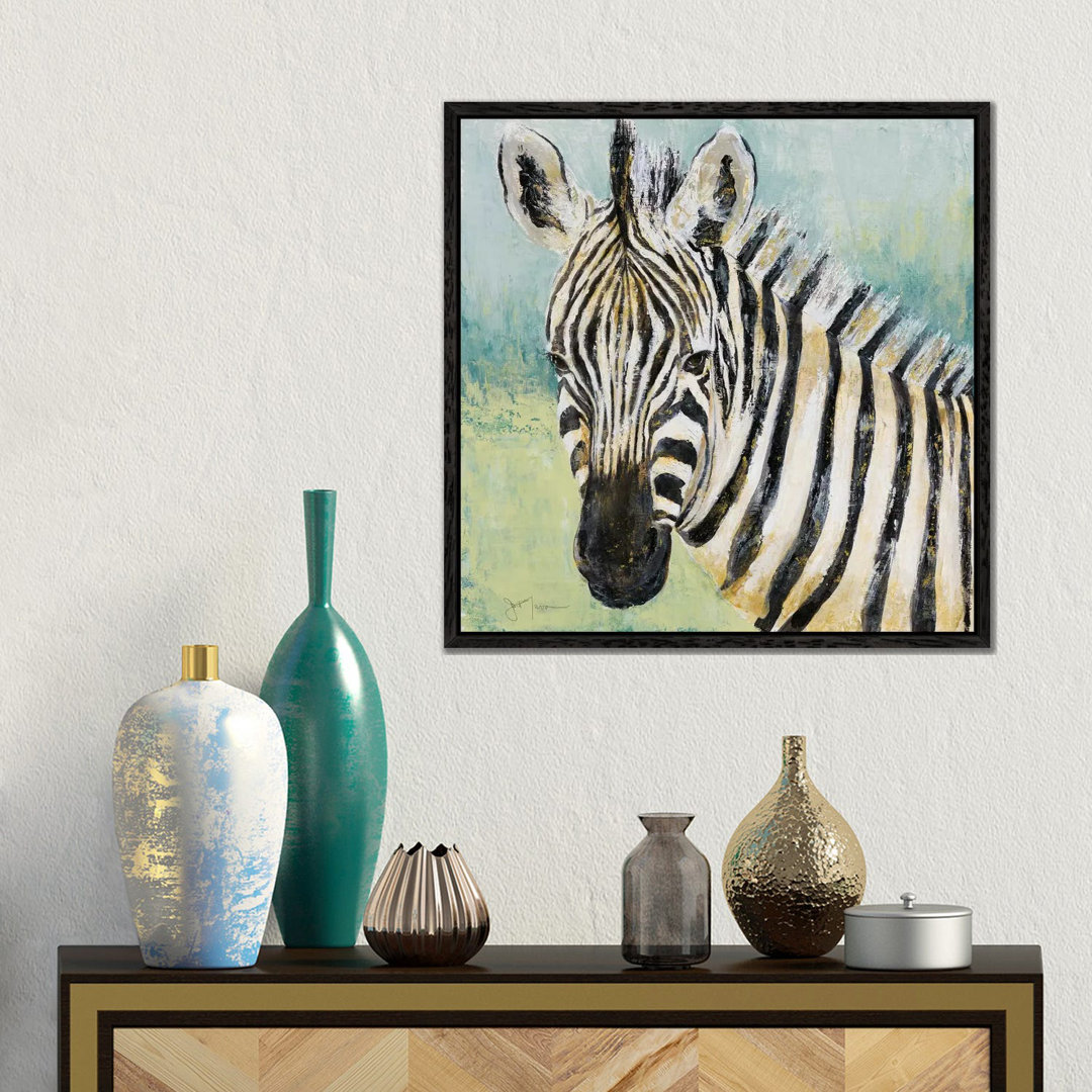 Painterly Zebra von Tava Studios - Floater Frame Gallery-Wrapped Canvas Giclée on Canvas