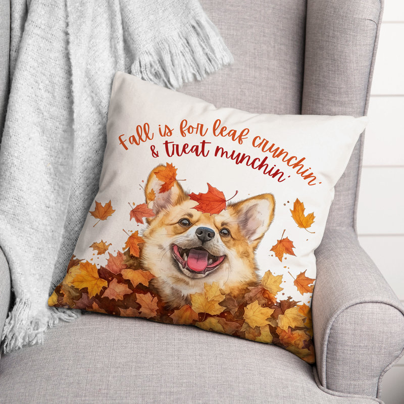Fall Corgi Throw Pillow