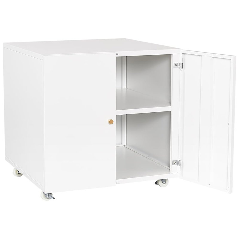 Spacious Mobile Metal File Cabinet with Lockable Doors & Adjustable Shelf – 2-Drawer Rolling Printer Stand – Under Desk Storage for Home Office, Apartment, Dormitory or Kitchen – White, Big