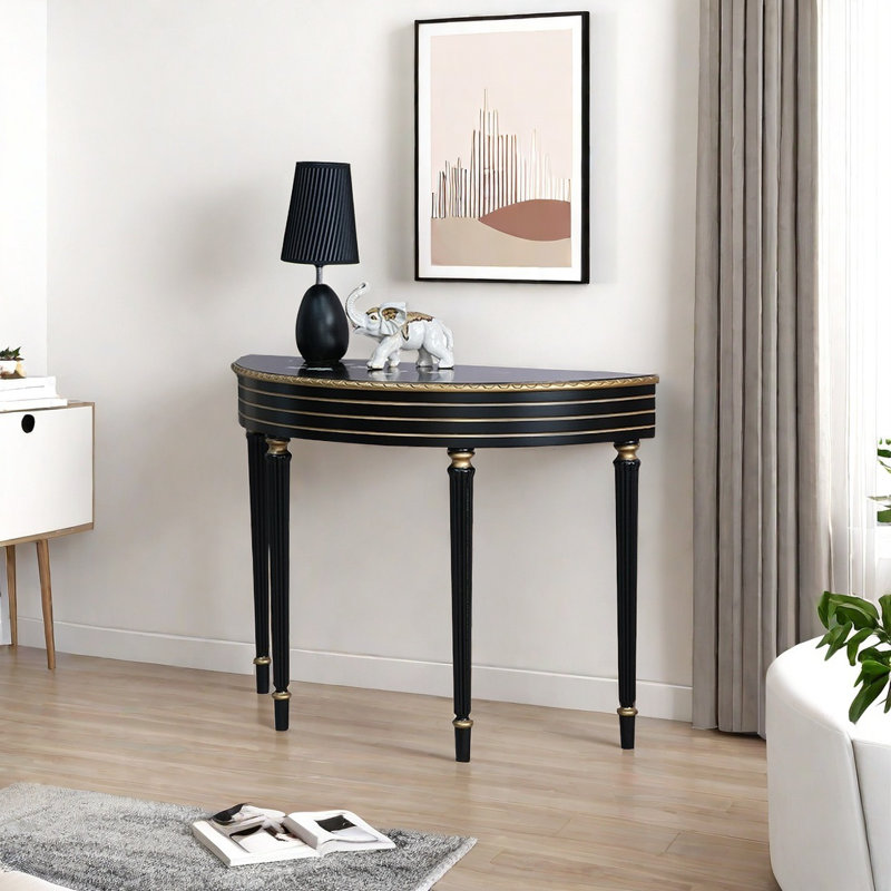 Console demi-cercle de luxe, Noir, noir, noir, noir