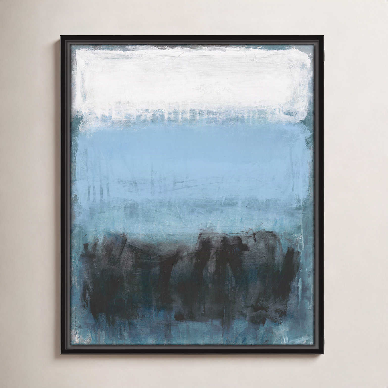 Arboles "Coastal Nightfall" Painting by Filippo Ioco, 21.5" H x 17.5" W x 2" D, Black Framed Canvas, No Mat