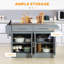 Îlot de cuisine roulant avec rangement, chariot de cuisine portable avec plateau en acier inoxydable, 2 tiroirs, porte-épices, porte-serviettes et armoires-130076662